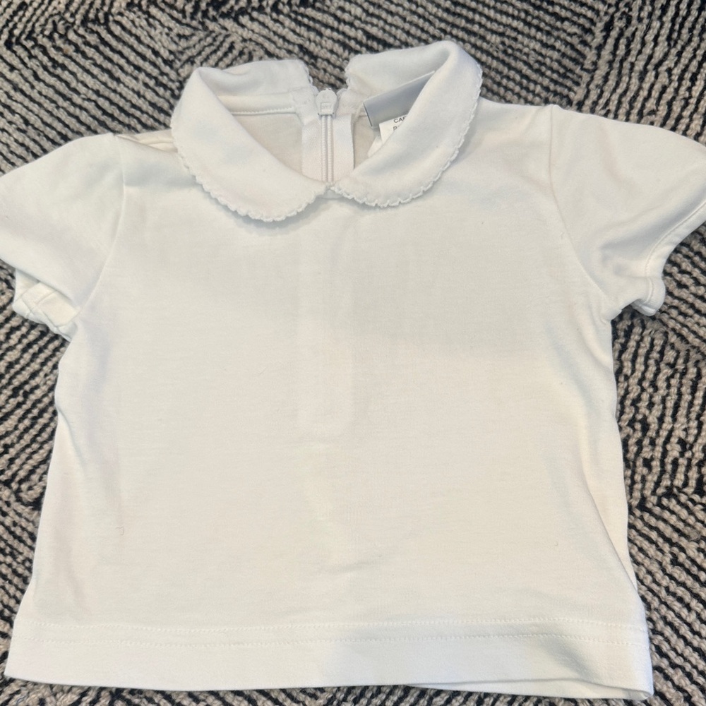 Florence Eiseman White Short Sleeve Shirt with Peter Pan Collar